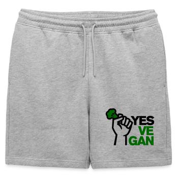 Végétalien Végétarien Végétalien Yes ve gan - Short de survêtement homme premium - gris chiné - Devant - AI Model Male 178 light (178cm)