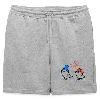 Moineau, Soleil, Printemps - Short de survêtement homme premium - gris chiné - Devant - AI Model Male 178 light (178cm)