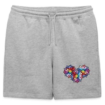 Sunflowers coloured - Mens' Premium Organic Sweatshorts - heather grey - Front - AI Model Male 178 light (178cm)