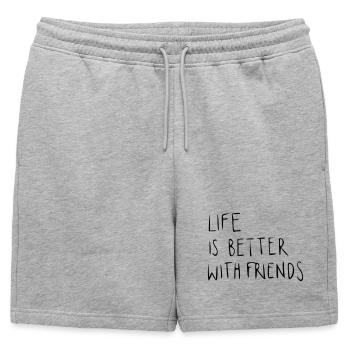 La vie est meilleure avec des amis - Short de survêtement homme premium - gris chiné - Devant - AI Model Male 178 light (178cm)