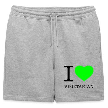 J’AIME VÉGÉTARIEN Vegetarisch Vegetarier - Short de survêtement homme premium - gris chiné - Devant - AI Model Male 178 light (178cm)