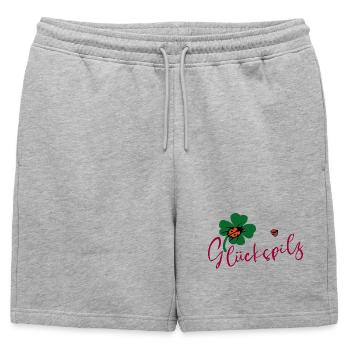 Champignon chanceux, feuille de trèfle, coccinelle - Short de survêtement homme premium - gris chiné - Devant - AI Model Male 178 light (178cm)