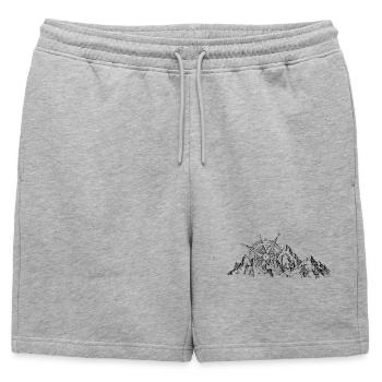 Montagnes en plein air nature sauvage - Short de survêtement homme premium - gris chiné - Devant - AI Model Male 178 light (178cm)