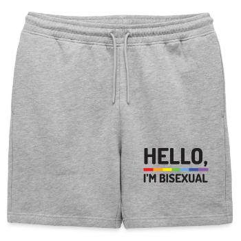 Bonjour, je suis bisexuel - Short de survêtement homme premium - gris chiné - Devant - AI Model Male 178 light (178cm)