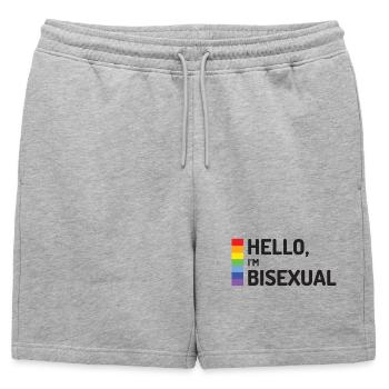 Bonjour, je suis bisexuel - Short de survêtement homme premium - gris chiné - Devant - AI Model Male 178 light (178cm)