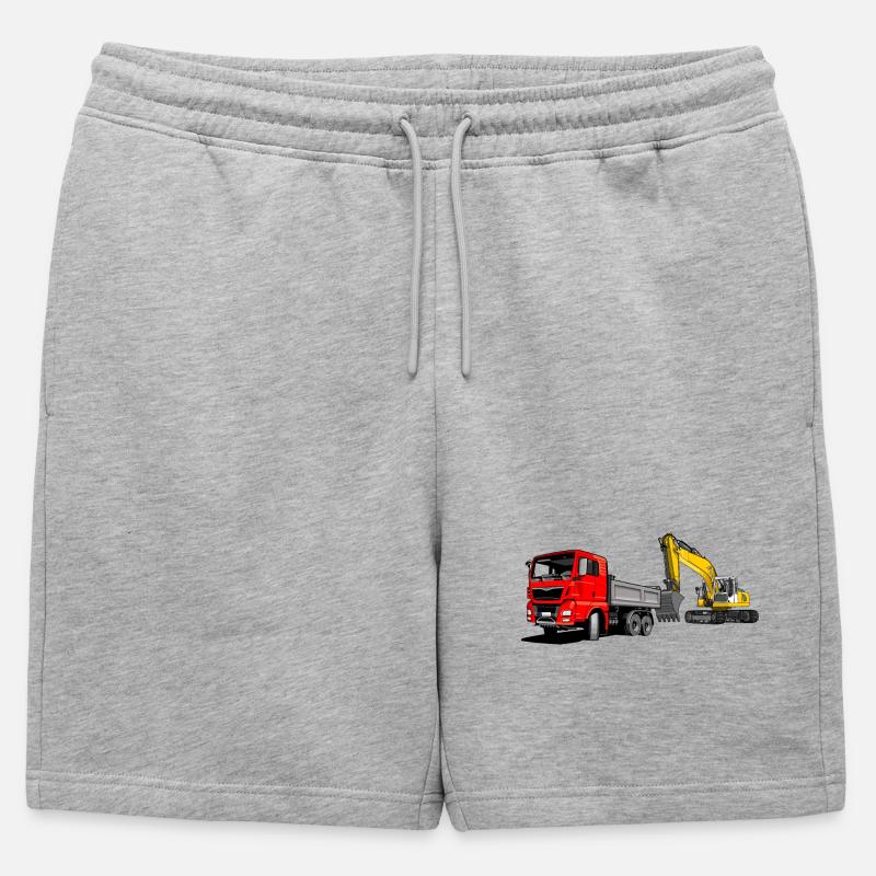 Lastauto mit Bagger - Männer Premium Organic Sweatshorts - Grau meliert
