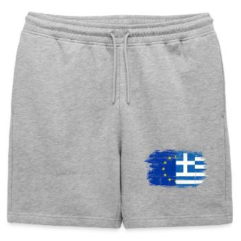 Fusion du drapeau GrecoEU - Short de survêtement homme premium - gris chiné - Devant - AI Model Male 178 light (178cm)