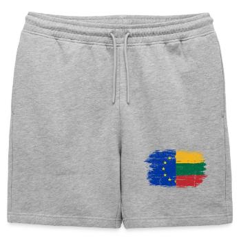 Mélange de drapeaux de l’UE et de la Lituanie - Short de survêtement homme premium - gris chiné - Devant - AI Model Male 178 light (178cm)