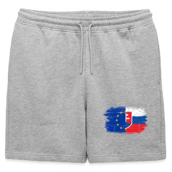 UE Slovaquie Drapeau Fusion - Short de survêtement homme premium - gris chiné - Devant - AI Model Male 178 light (178cm)