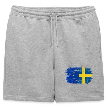 Drapeau pinceau UE-Suède Fusion - Short de survêtement homme premium - gris chiné - Devant - AI Model Male 178 light (178cm)