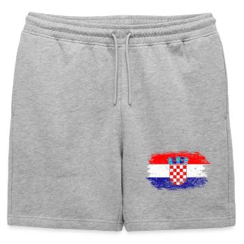 Croatia Crest Card Montage - Mens' Premium Organic Sweatshorts - heather grey - Front - AI Model Male 178 light (178cm)