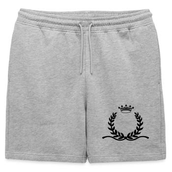 Laurel wreath with long spurs crown - Mens' Premium Organic Sweatshorts - heather grey - Front - AI Model Male 178 light (178cm)