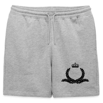 Ornate laurel wreath with crown - Mens' Premium Organic Sweatshorts - heather grey - Front - AI Model Male 178 light (178cm)
