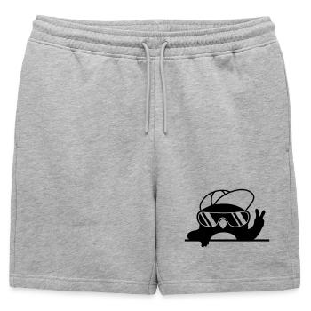 Peace sign cool penguin hand sign - Mens' Premium Organic Sweatshorts - heather grey - Front - AI Model Male 178 light (178cm)