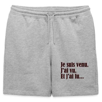Je suis venu j'ai vu et j'ai lu - Short de survêtement homme premium - gris chiné - Devant - AI Model Male 178 light (178cm)