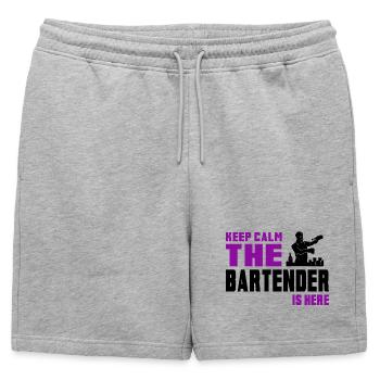 Motif barman Keep Calm - Short de survêtement homme premium - gris chiné - Devant - AI Model Male 178 light (178cm)