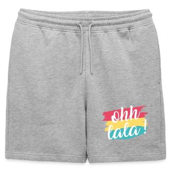 Ohhlala,Oh là là // expression française - Short de survêtement homme premium - gris chiné - Devant - AI Model Male 178 light (178cm)