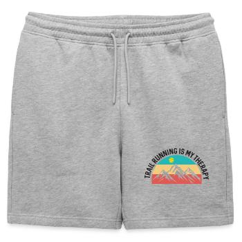 Trail Running is My Therapy - Mens' Premium Organic Sweatshorts - heather grey - Front - AI Model Male 178 light (178cm)