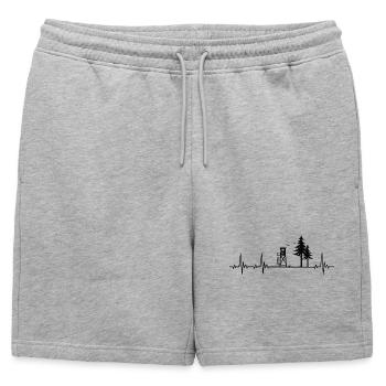 Battement de cœur de chasseur avec siège haut dans la forêt - Short de survêtement homme premium - gris chiné - Devant - AI Model Male 178 light (178cm)