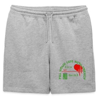 Remplissez votre vie d’énergie - Short de survêtement homme premium - gris chiné - Devant - AI Model Male 178 light (178cm)