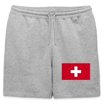 Drapeau national suisse - Short de survêtement homme premium - gris chiné - Devant - AI Model Male 178 light (178cm)