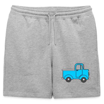 Fröhlicher LKW blau, Spielzeugauto wie lo - Männer Premium Organic Sweatshorts - Grau meliert - Vorne - AI Model Male 178 light (178cm)
