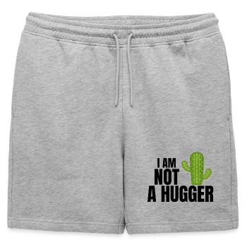 I am not a hugger, hug, cactus - Mens' Premium Organic Sweatshorts - heather grey - Front - AI Model Male 178 light (178cm)