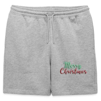 Merry Christmas - Mens' Premium Organic Sweatshorts - heather grey - Front - AI Model Male 178 light (178cm)