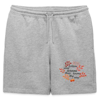 Feuilles d’automne et motifs de glands - Short de survêtement homme premium - gris chiné - Devant - AI Model Male 178 light (178cm)