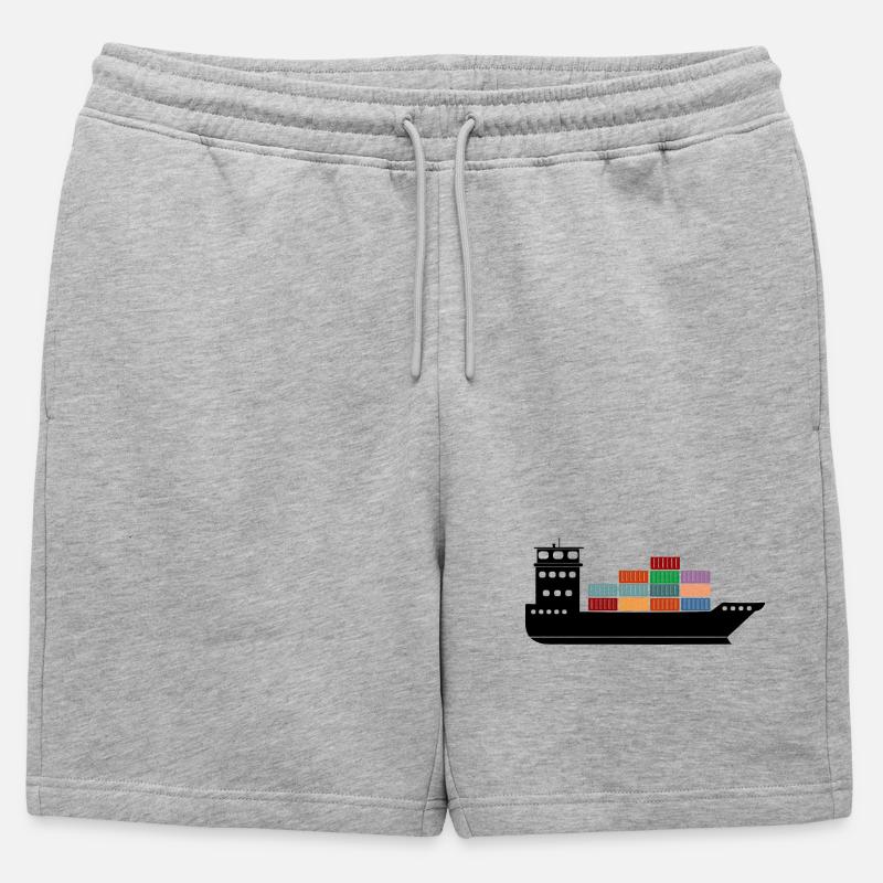 Seecontainerschiff oder Boot mit Containern - Männer Premium Organic Sweatshorts - Grau meliert