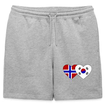 Norvège Corée du Sud Drapeau Coeur - Short de survêtement homme premium - gris chiné - Devant - AI Model Male 178 light (178cm)