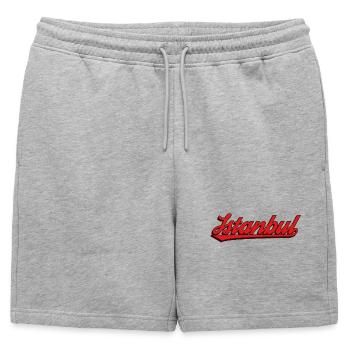 Lettrage d’Istanbul souligné en rouge - Short de survêtement homme premium - gris chiné - Devant - AI Model Male 178 light (178cm)