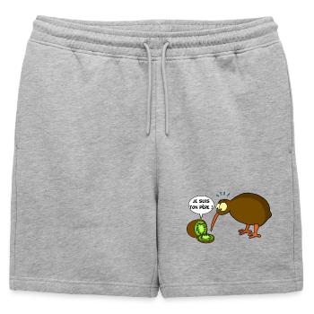 Kiwi contre kiwi (texte français) - Short de survêtement homme premium - gris chiné - Devant - AI Model Male 178 light (178cm)