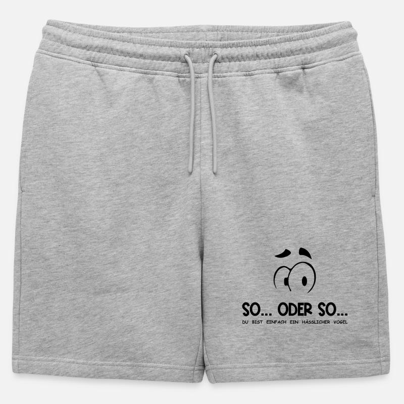 So...Oder So: Hässlicher Vogel - Schwarz - Männer Premium Organic Sweatshorts - Grau meliert