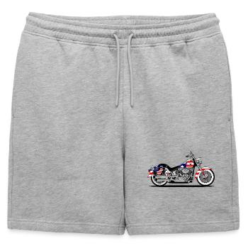 Moto Patriot Chopper avec drapeau - Short de survêtement homme premium - gris chiné - Devant - AI Model Male 178 light (178cm)