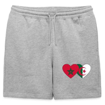Maroc Algérie Drapeau Coeur - Short de survêtement homme premium - gris chiné - Devant - AI Model Male 178 light (178cm)