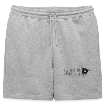 Das Herz am linken Fleck, Farbklecks - Männer Premium Organic Sweatshorts - Grau meliert - Vorne - AI Model Male 178 light (178cm)