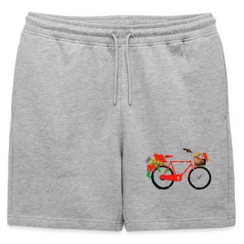 Vélo rouge avec panier de fleurs - Short de survêtement homme premium - gris chiné - Devant - AI Model Male 178 light (178cm)