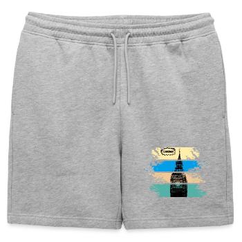London Pop Art Big Ben Stripes - Short de survêtement homme premium - gris chiné - Devant - AI Model Male 178 light (178cm)