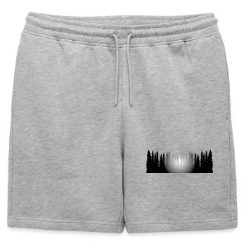 Woid mid Sun - Forest with sun, nature - Mens' Premium Organic Sweatshorts - heather grey - Front - AI Model Male 178 light (178cm)