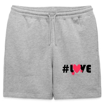 Cœurs Rouges Sur Fond Noir - Short de survêtement homme premium - gris chiné - Devant - AI Model Male 178 light (178cm)