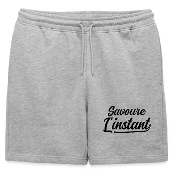 Savoure l'instant - Short de survêtement homme premium - gris chiné - Devant - AI Model Male 178 light (178cm)