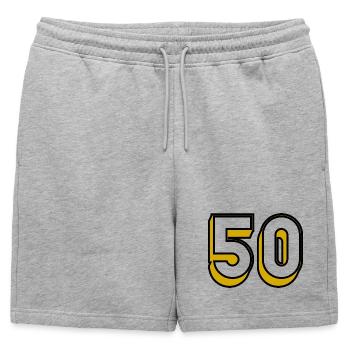 50. ANNIVERSAIRE. HAPPY BIRTHDAY - Short de survêtement homme premium - gris chiné - Devant - AI Model Male 178 light (178cm)