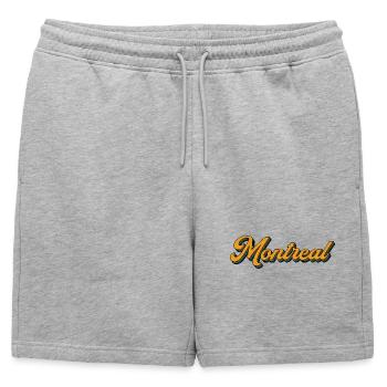 Montréal Retro Script Multicolore Shadow - Short de survêtement homme premium - gris chiné - Devant - AI Model Male 178 light (178cm)