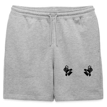 Beleuchtung von Spotleuchten - Männer Premium Organic Sweatshorts - Grau meliert - Vorne - AI Model Male 178 light (178cm)