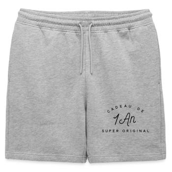 Cadeau 1 an  - Short de survêtement homme premium - gris chiné - Devant - AI Model Male 178 light (178cm)