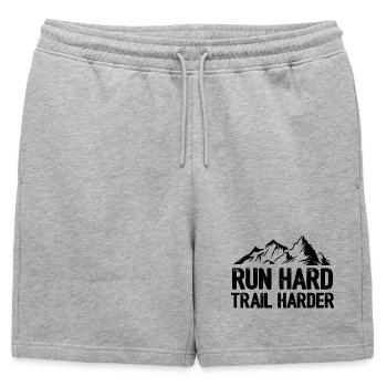 Courez fort. Trail plus difficile. - Short de survêtement homme premium - gris chiné - Devant - AI Model Male 178 light (178cm)