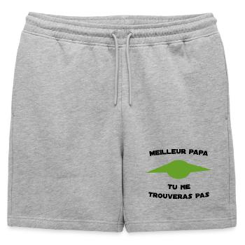 Meilleur Papa Tu ne trouveras pas - Short de survêtement homme premium - gris chiné - Devant - AI Model Male 178 light (178cm)