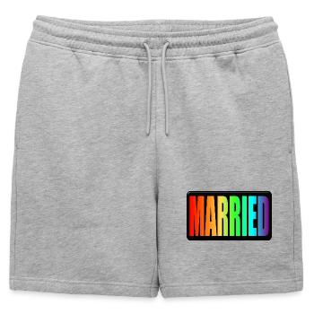 ARC-EN-CIEL - LGBTQ MARIÉ - FIERTÉ DE MARIAGE - Short de survêtement homme premium - gris chiné - Devant - AI Model Male 178 light (178cm)