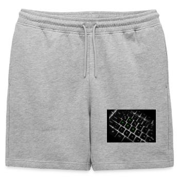 WASD Neon Keyboard Art Print - Mens' Premium Organic Sweatshorts - heather grey - Front - AI Model Male 178 light (178cm)